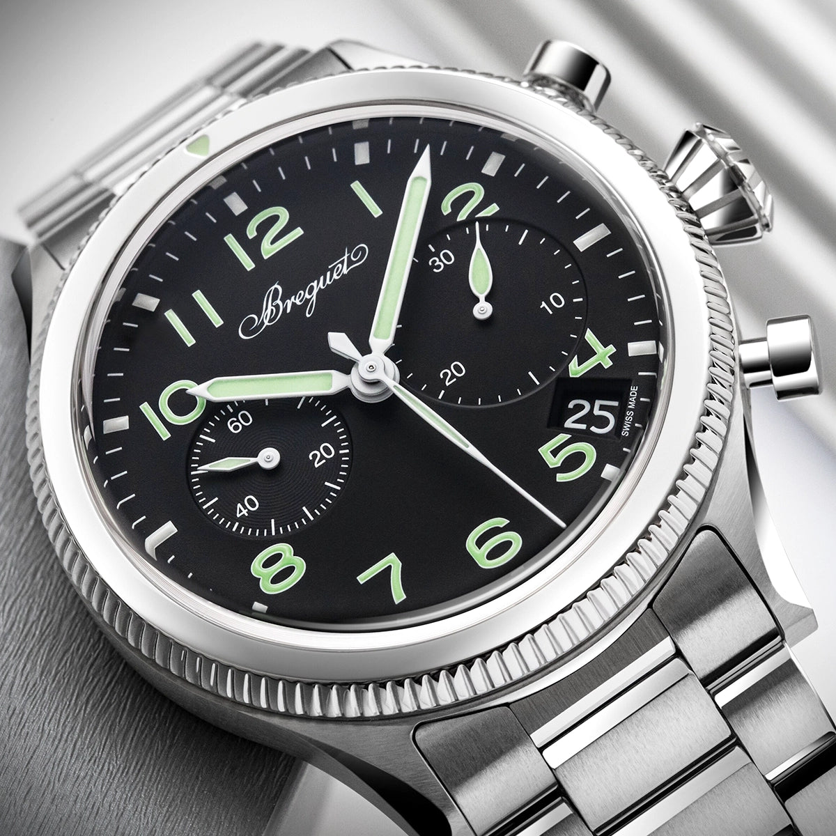 Breguet Type 20 Chronographe 2057 42mm Black Dial Mens Bracelet Watch - Berry's Jewellers