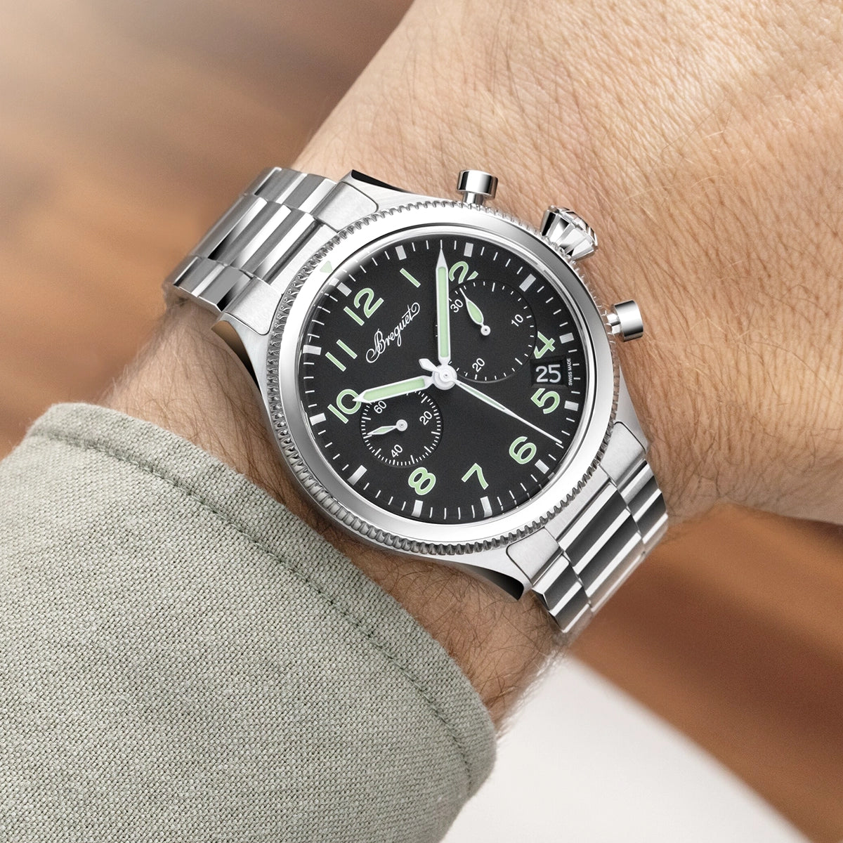 Breguet Type 20 Chronographe 2057 42mm Black Dial Mens Bracelet Watch - Berry's Jewellers