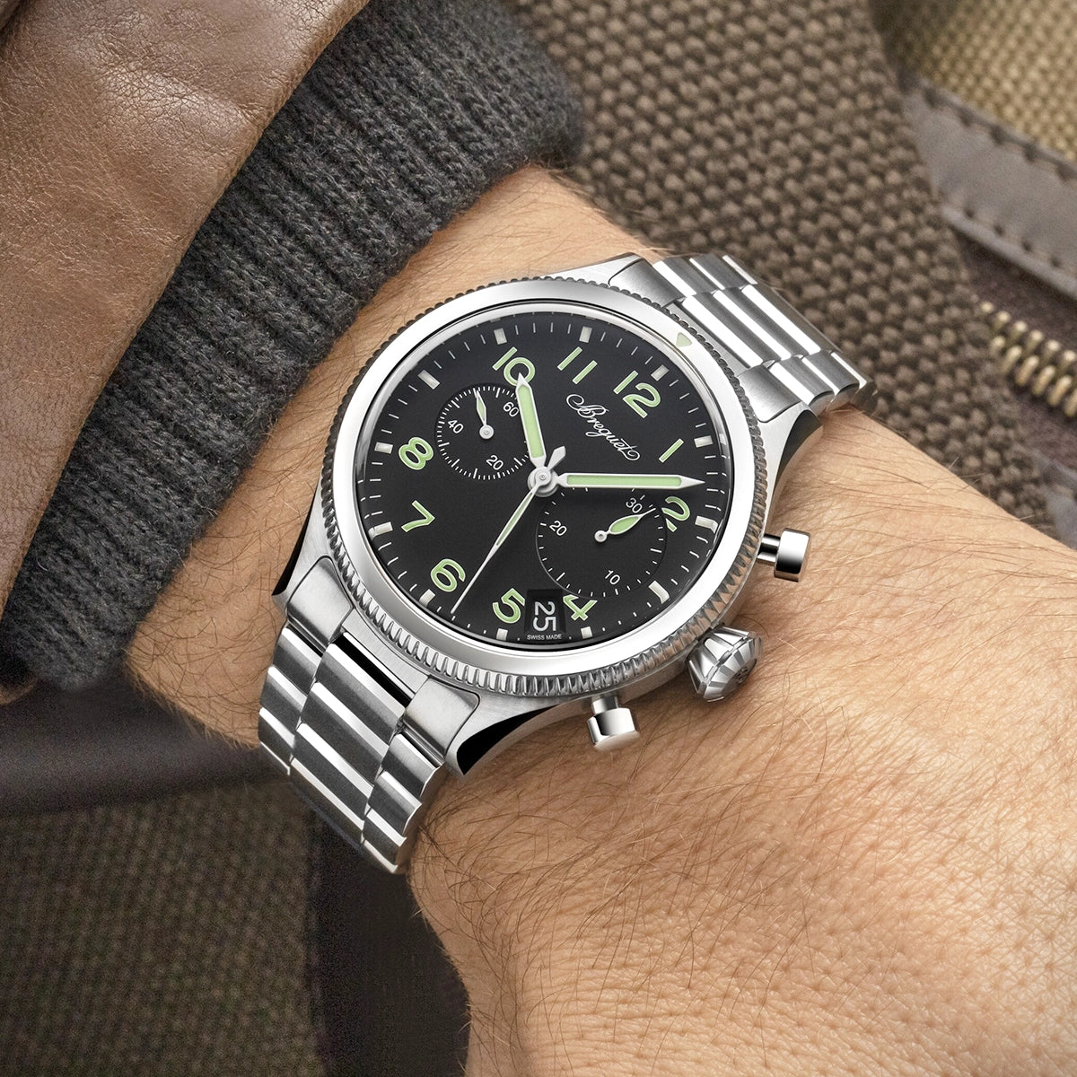 Breguet Type 20 Chronographe 2057 42mm Black Dial Mens Bracelet Watch - Berry's Jewellers
