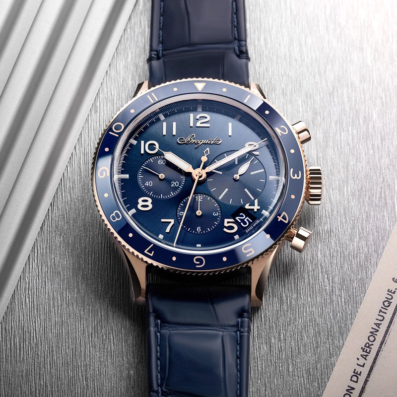 Breguet Type XX Chronographe 2067 18ct Rose Gold Blue Dial Mens Watch - Berry's Jewellers