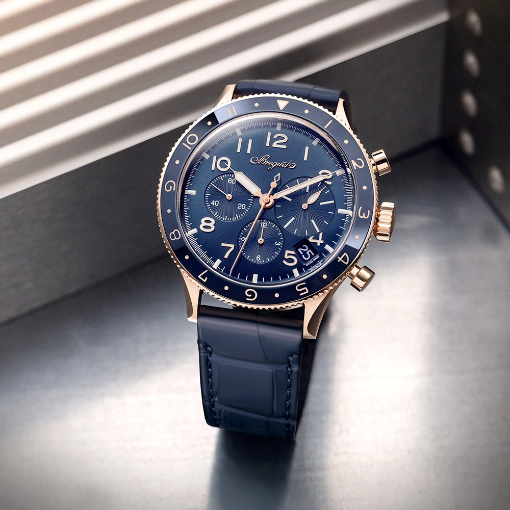 Breguet Type XX Chronographe 2067 18ct Rose Gold Blue Dial Mens Watch - Berry's Jewellers