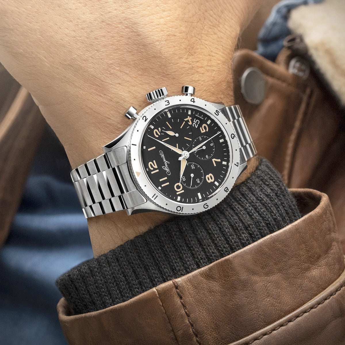 Breguet Type XX Chronographe 2067 42mm Black Dial Mens Bracelet Watch - Berry's Jewellers