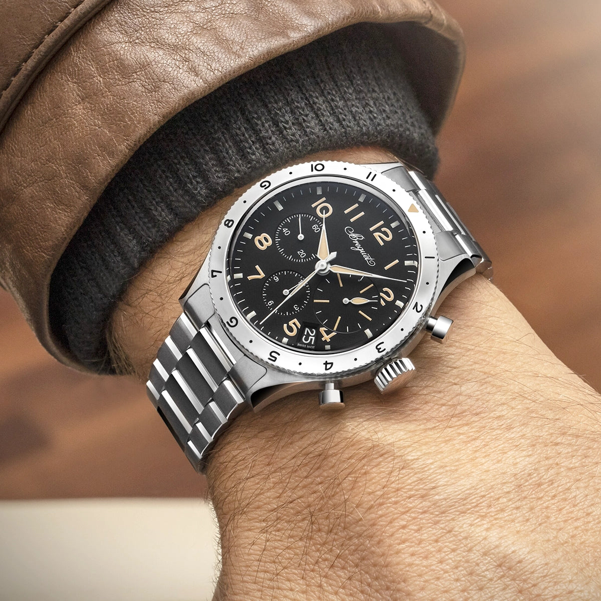 Breguet Type XX Chronographe 2067 42mm Black Dial Mens Bracelet Watch - Berry's Jewellers