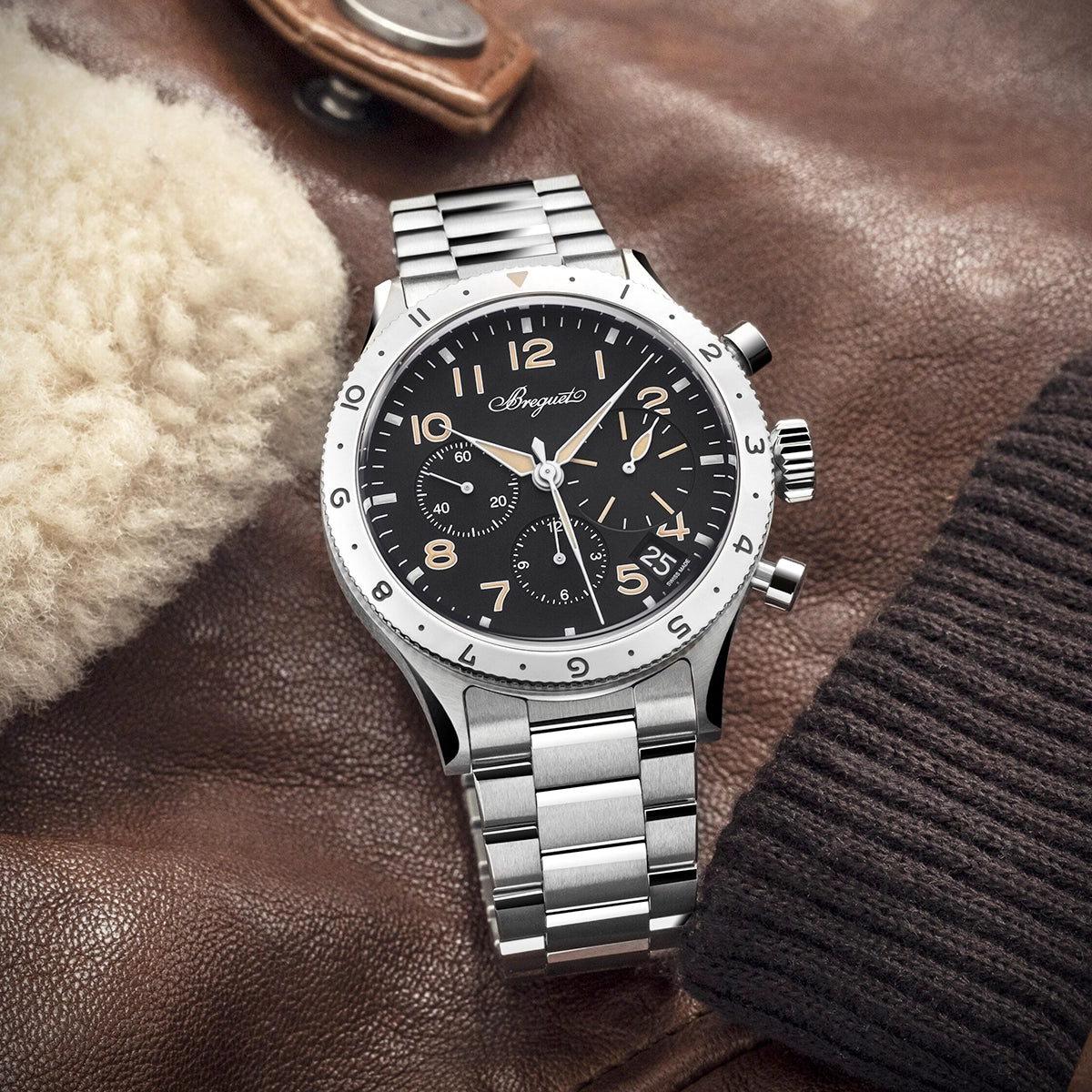 Breguet Type XX Chronographe 2067 42mm Black Dial Mens Bracelet Watch - Berry's Jewellers