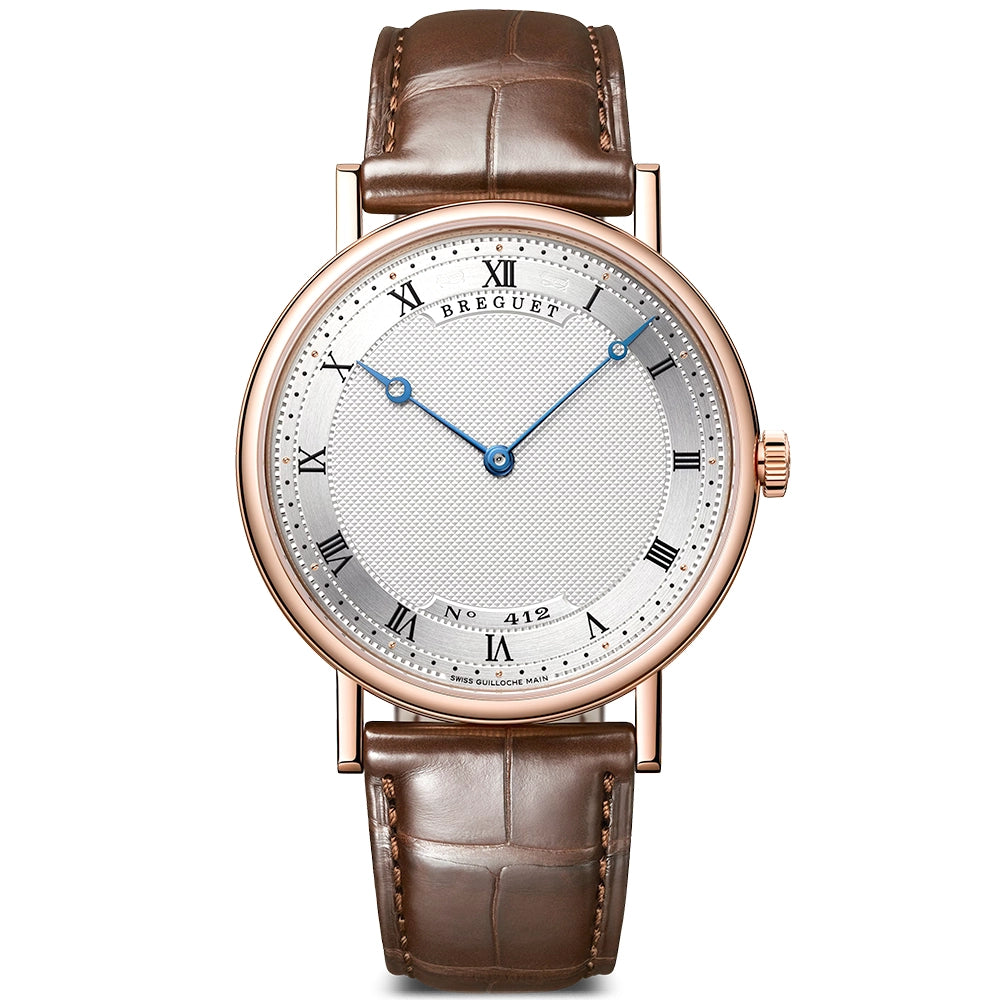 Breguet Classique 5157 38mm 18ct Rose Gold Silver Guilloche Dial Watch - Berry's Jewellers
