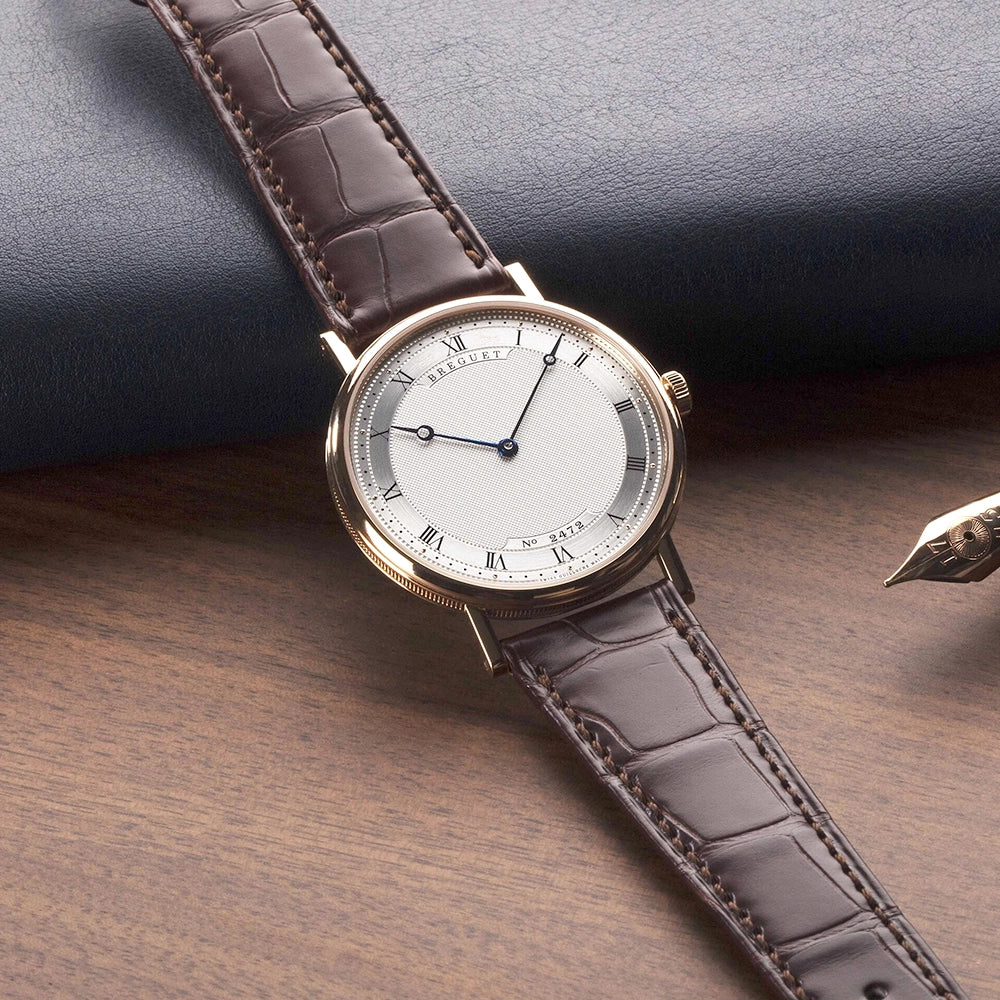 Breguet Classique 5157 38mm 18ct Rose Gold Silver Guilloche Dial Watch - Berry's Jewellers