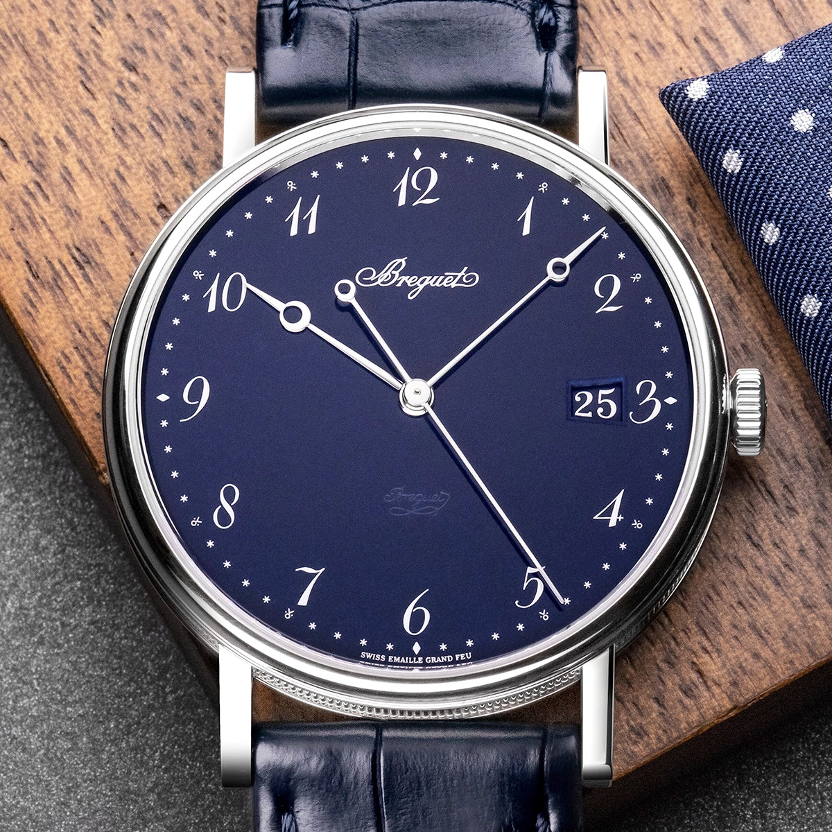 Breguet Classique 5177 38mm Blue Enamel Dial Automatic Strap Watch - Berry's Jewellers