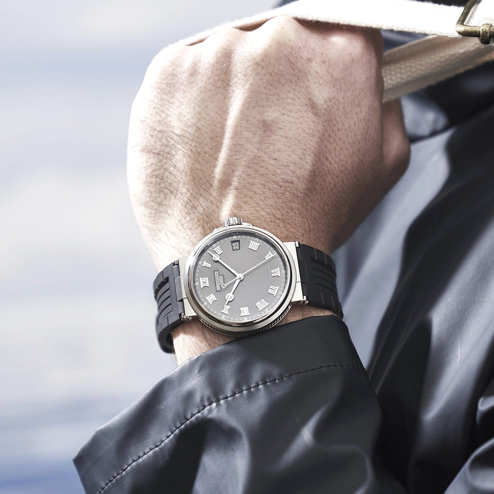 Breguet Marine 5517 Titanium Grey Dial Automatic Rubber Strap Watch - Berry's Jewellers