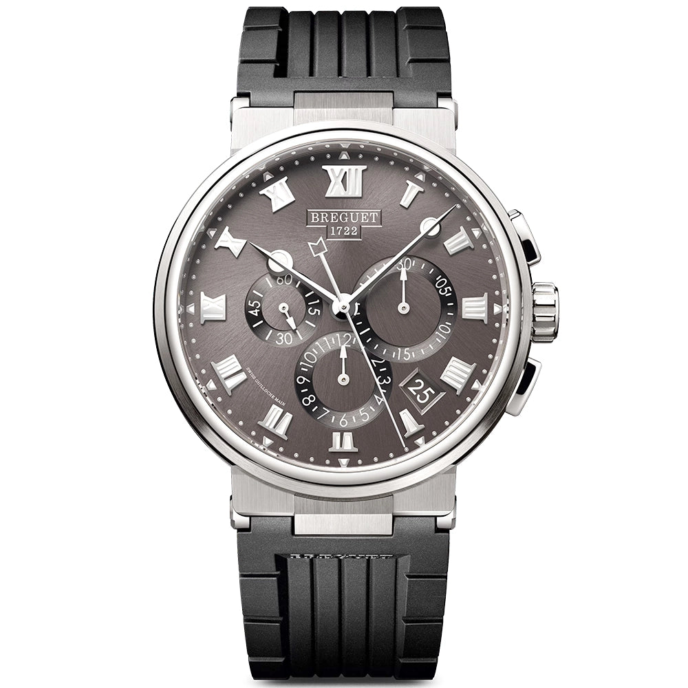 Breguet Marine Chronographe 5527 Titanium Grey Dial Rubber Strap Watch - Berry's Jewellers