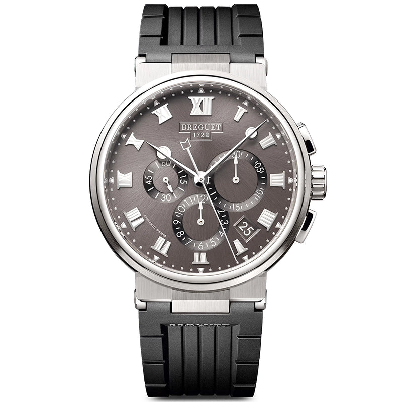 Breguet Marine Chronographe 5527 Titanium Grey Dial Rubber Strap Watch - Berry's Jewellers