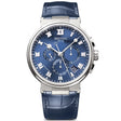 Breguet Marine Chronographe 5527 Titanium Blue Sunray Dial Leather Strap Watch - Berry's Jewellers