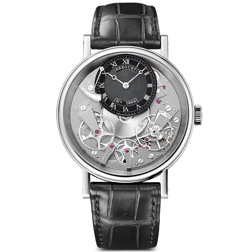 Breguet Tradition 7057 18ct White Gold Black Skeleton Dial Strap Watch - Berry's Jewellers