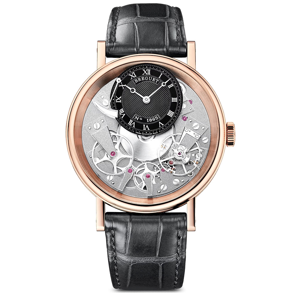 Breguet Tradition 7057 18ct Rose Gold Black Skeleton Dial Strap Watch - Berry's Jewellers