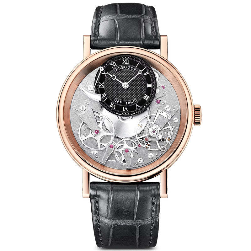 Breguet Tradition 7057 18ct Rose Gold Black Skeleton Dial Strap Watch - Berry's Jewellers