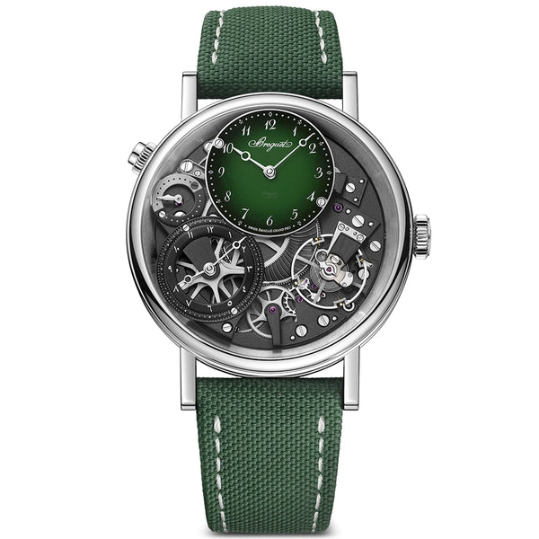 Breguet Tradition GMT 7067 18ct White Gold Green Gradient Skeleton Dial Watch - Berry's Jewellers