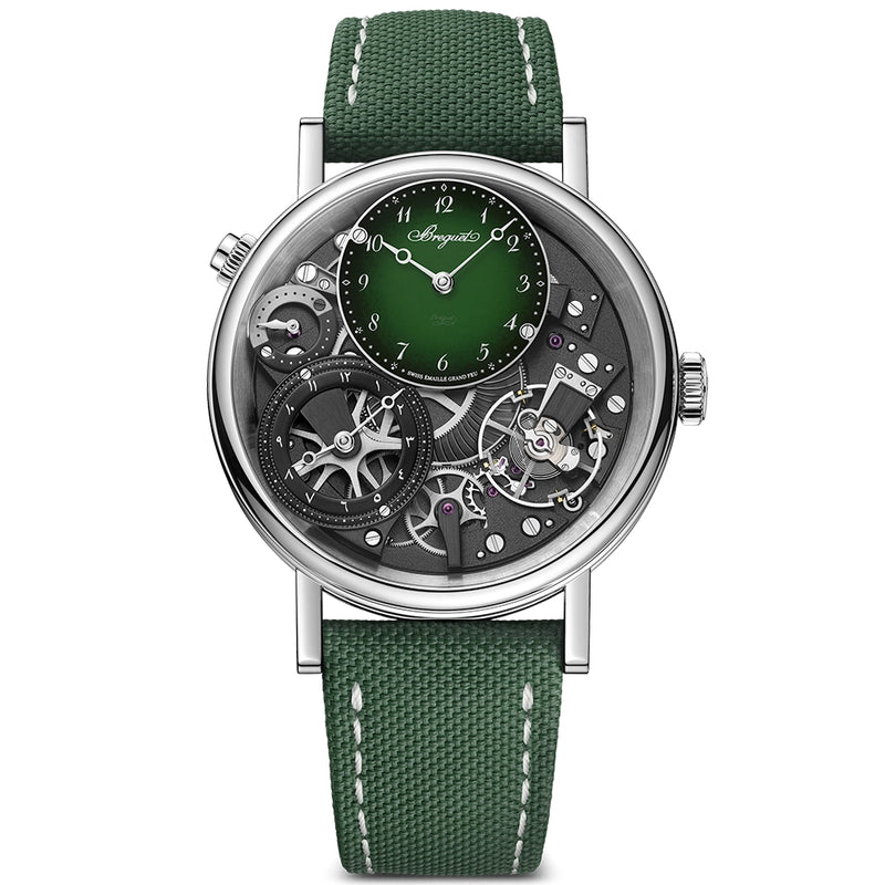 Breguet Tradition GMT 7067 18ct White Gold Green Gradient Skeleton Dial Watch - Berry's Jewellers