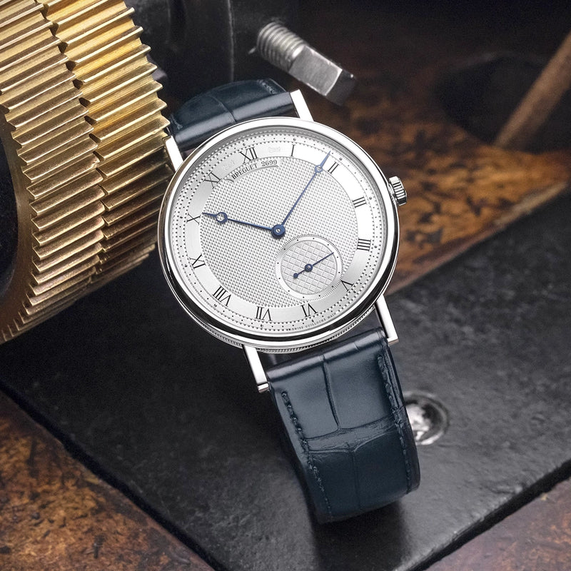 Breguet Classique 7147 Small-Seconds 40mm Silver Guilloche Dial Watch - Berry's Jewellers