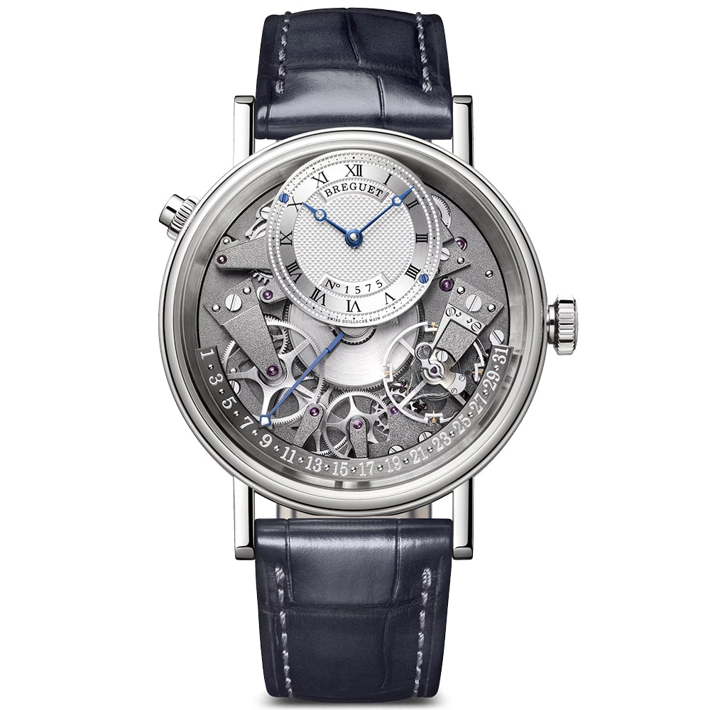 Breguet Tradition Quantieme Retrograde 7597 18ct White Gold Skeleton Dial Watch - Berry's Jewellers