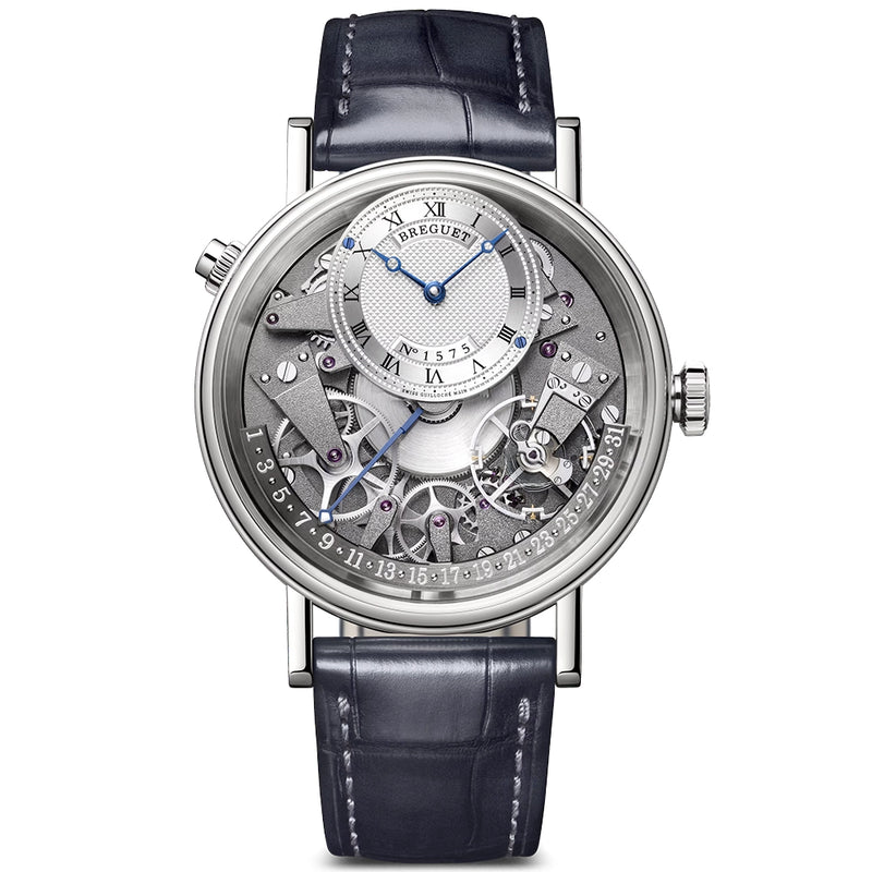 Breguet Tradition Quantieme Retrograde 7597 18ct White Gold Skeleton Dial Watch - Berry's Jewellers