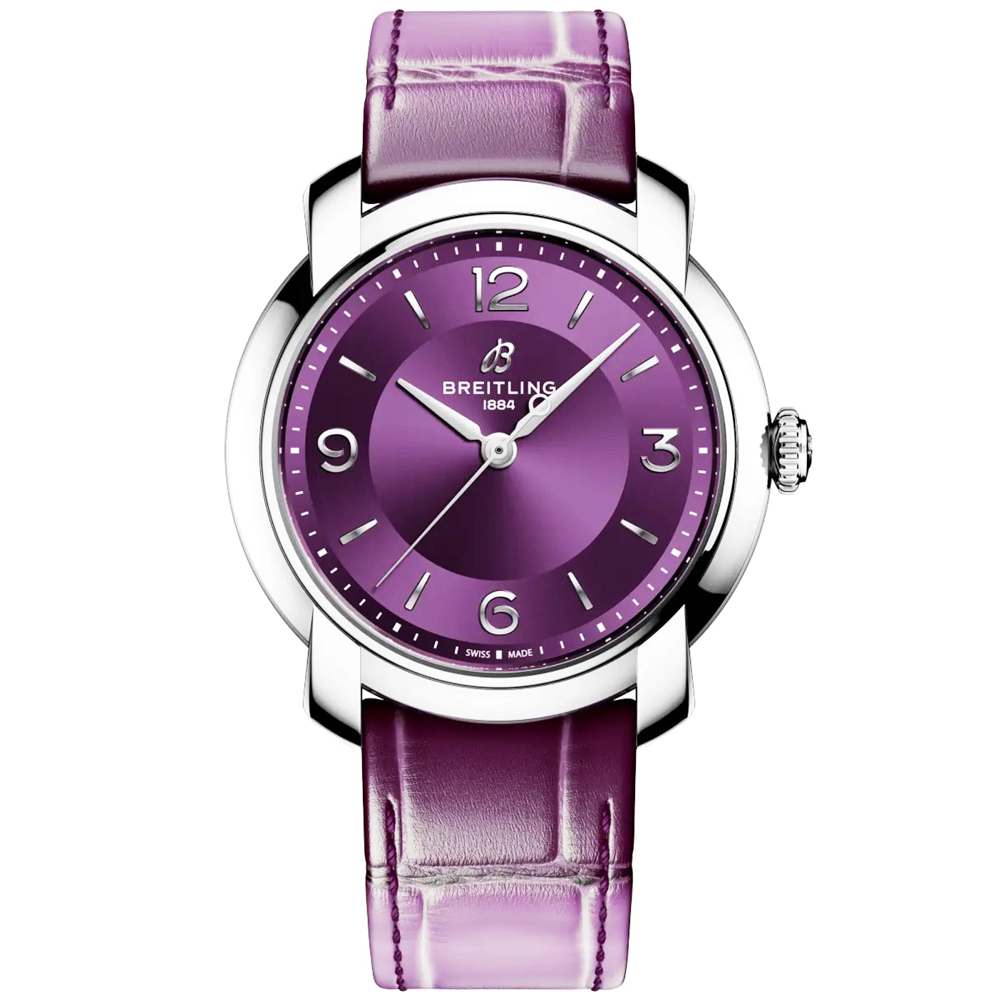 Breitling Lady Premier 36mm Purple Dial Automatic Ladies Strap Watch - Berry's Jewellers