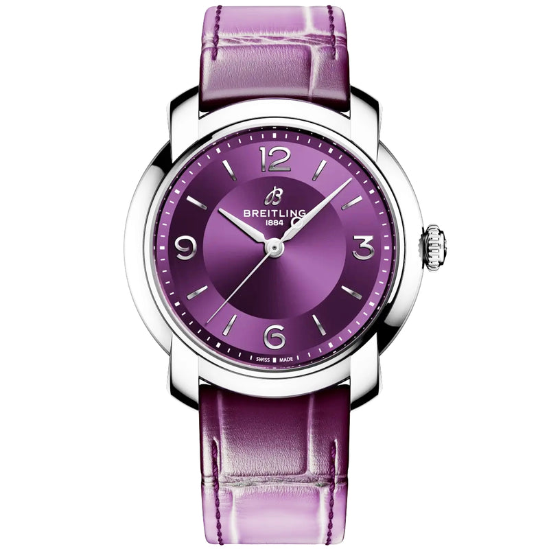 Breitling Lady Premier 36mm Purple Dial Automatic Ladies Strap Watch - Berry's Jewellers