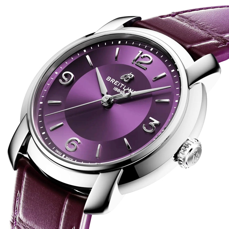 Breitling Lady Premier 36mm Purple Dial Automatic Ladies Strap Watch - Berry's Jewellers