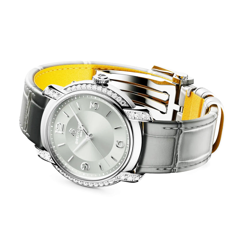 Breitling Lady Premier 36mm Grey Dial Automatic Diamond Set Watch - Berry's Jewellers