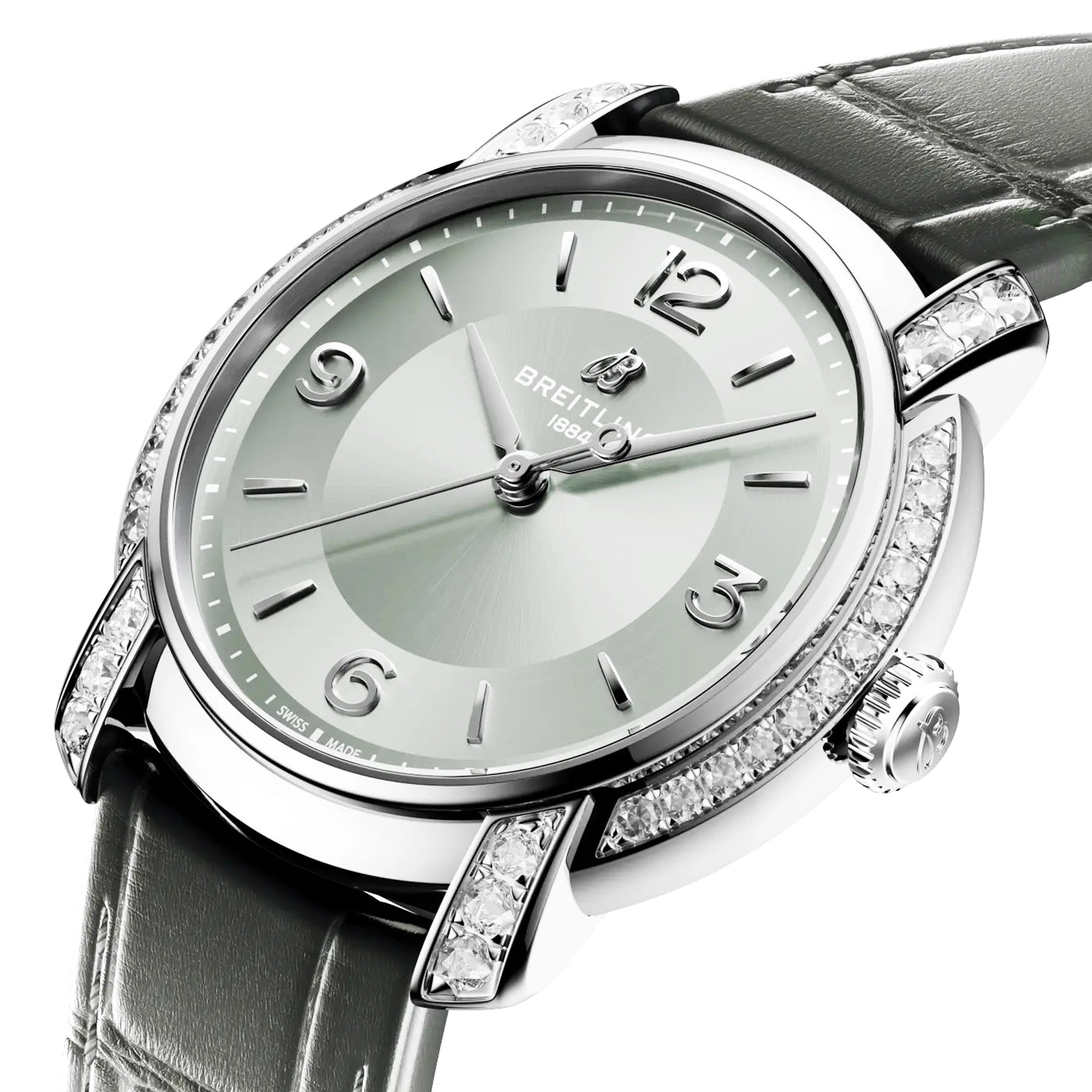 Breitling Lady Premier 36mm Grey Dial Automatic Diamond Set Watch - Berry's Jewellers