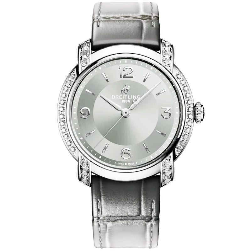 Breitling Lady Premier 36mm Grey Dial Automatic Diamond Set Watch - Berry's Jewellers