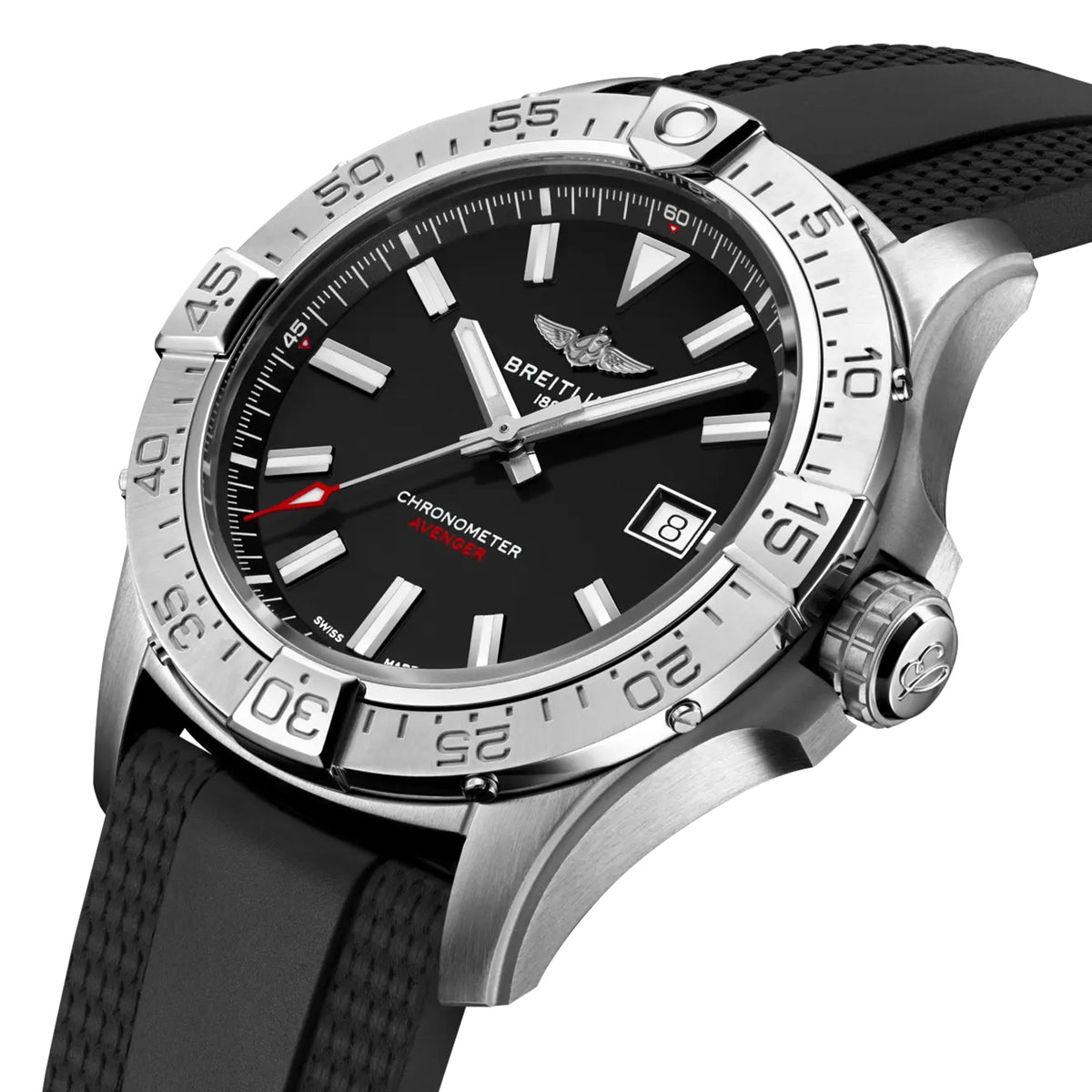 Avenger Wings 42mm Black Dial Automatic Mens Rubber Strap Watch