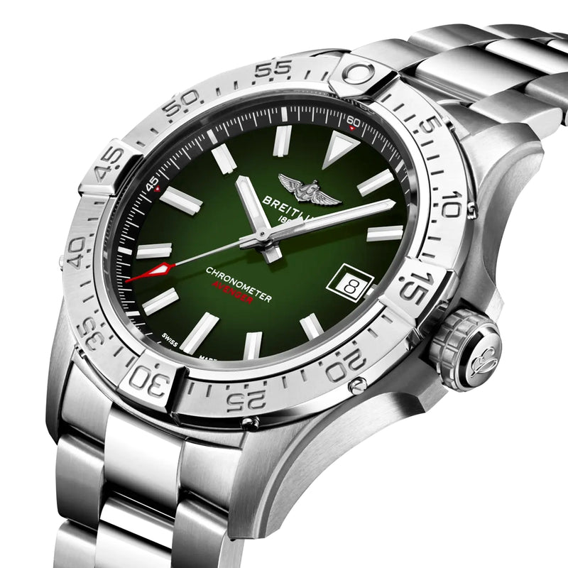 Breitling Avenger Wings 42mm Green Gradient Dial Automatic Mens Bracelet Watch - Berry's Jewellers