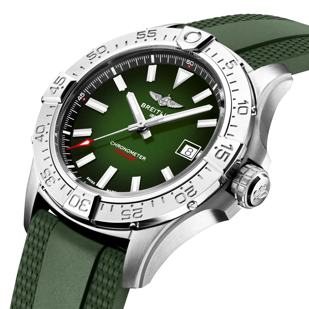 Avenger Wings 42mm Green Gradient Dial Automatic Mens Strap Watch