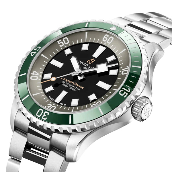 Breitling Superocean UK Edition 44mm Green Bezel Mens Bracelet Watch - Berry's Jewellers
