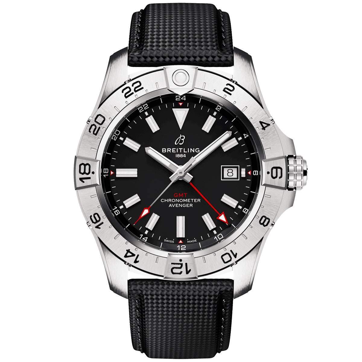 Avenger GMT 44mm Black Dial Automatic Strap Watch