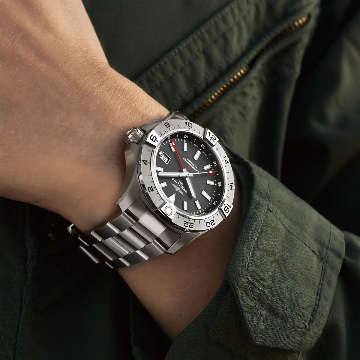 Avenger GMT Wings 44mm Anthracite Grey Dial Automatic Bracelet Watch