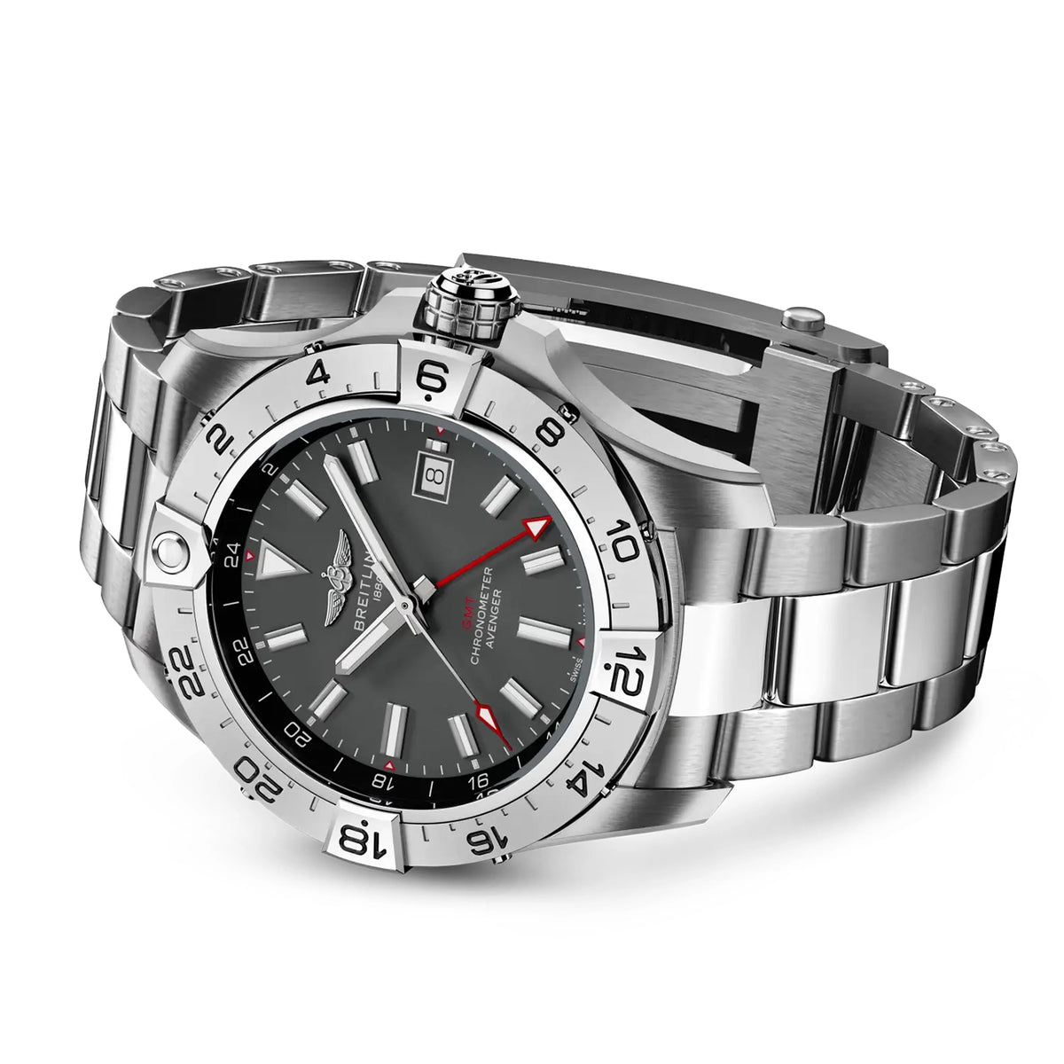 Avenger GMT Wings 44mm Anthracite Grey Dial Automatic Bracelet Watch