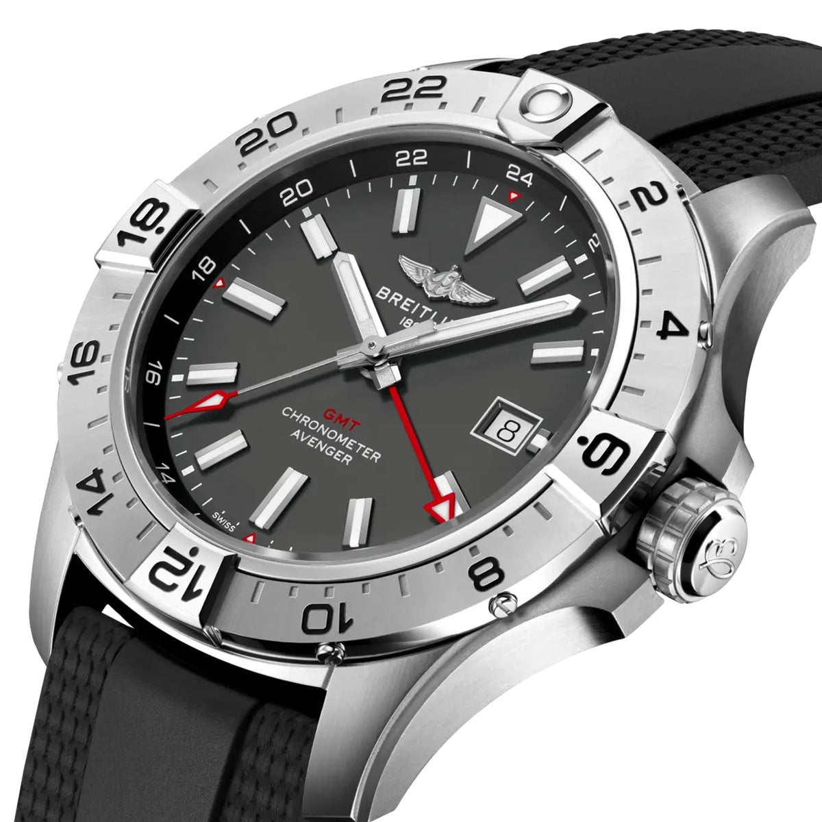 Avenger GMT Wings 44mm Anthracite Grey Dial Automatic Strap Watch