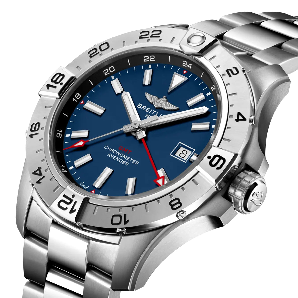Avenger GMT Wings 44mm Blue Dial Automatic Mens Bracelet Watch