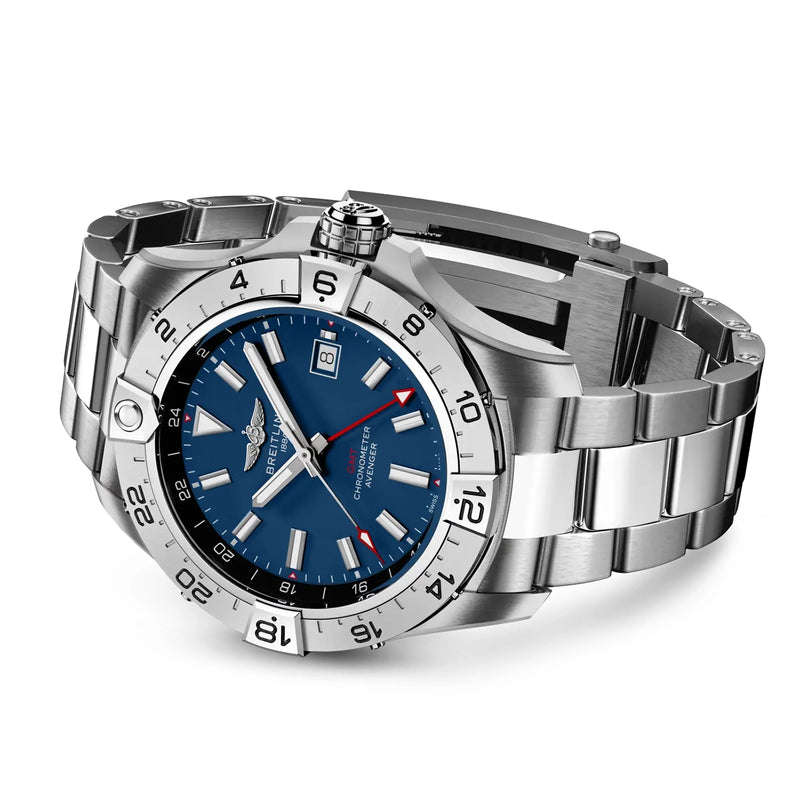 Avenger GMT Wings 44mm Blue Dial Automatic Mens Bracelet Watch