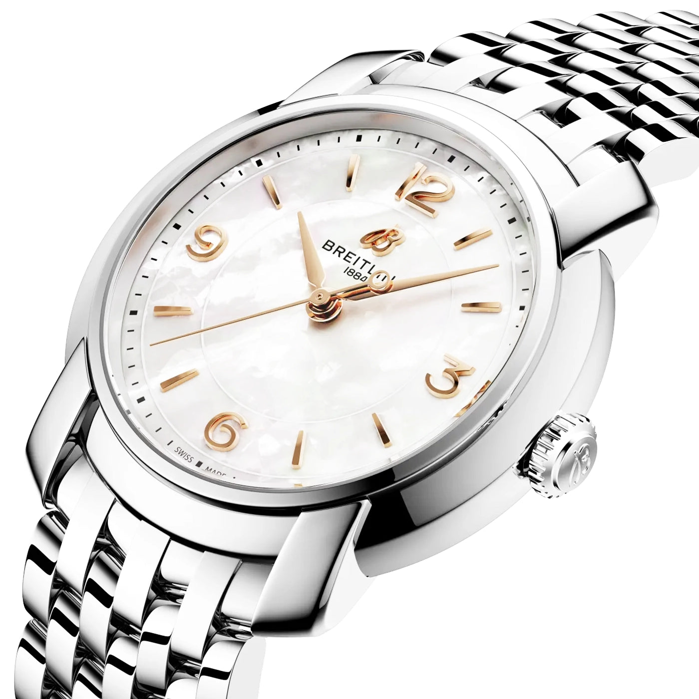 Breitling Lady Premier 32mm White Mother of Pearl Dial Bracelet Watch - Berry's Jewellers