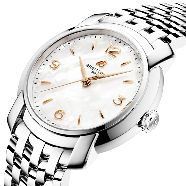 Breitling Lady Premier 32mm White Mother of Pearl Dial Bracelet Watch - Berry's Jewellers