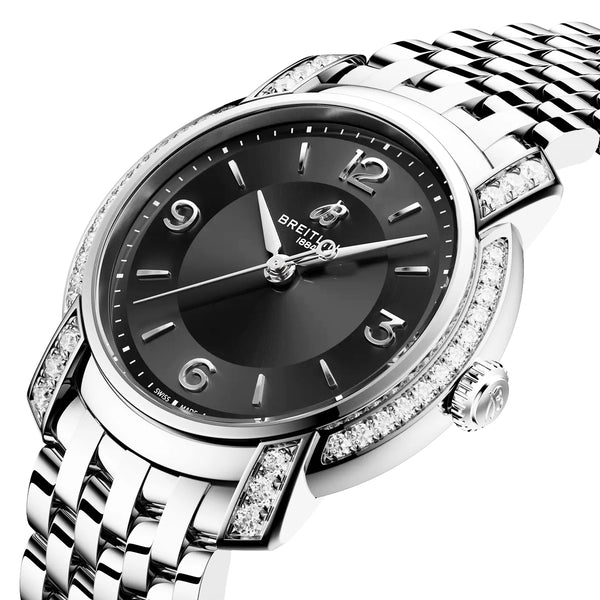 Breitling Lady Premier 32mm Black Dial Diamond Set Bracelet Watch - Berry's Jewellers