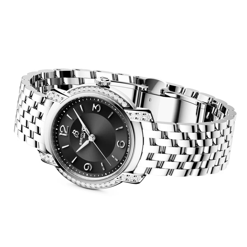Breitling Lady Premier 32mm Black Dial Diamond Set Bracelet Watch - Berry's Jewellers