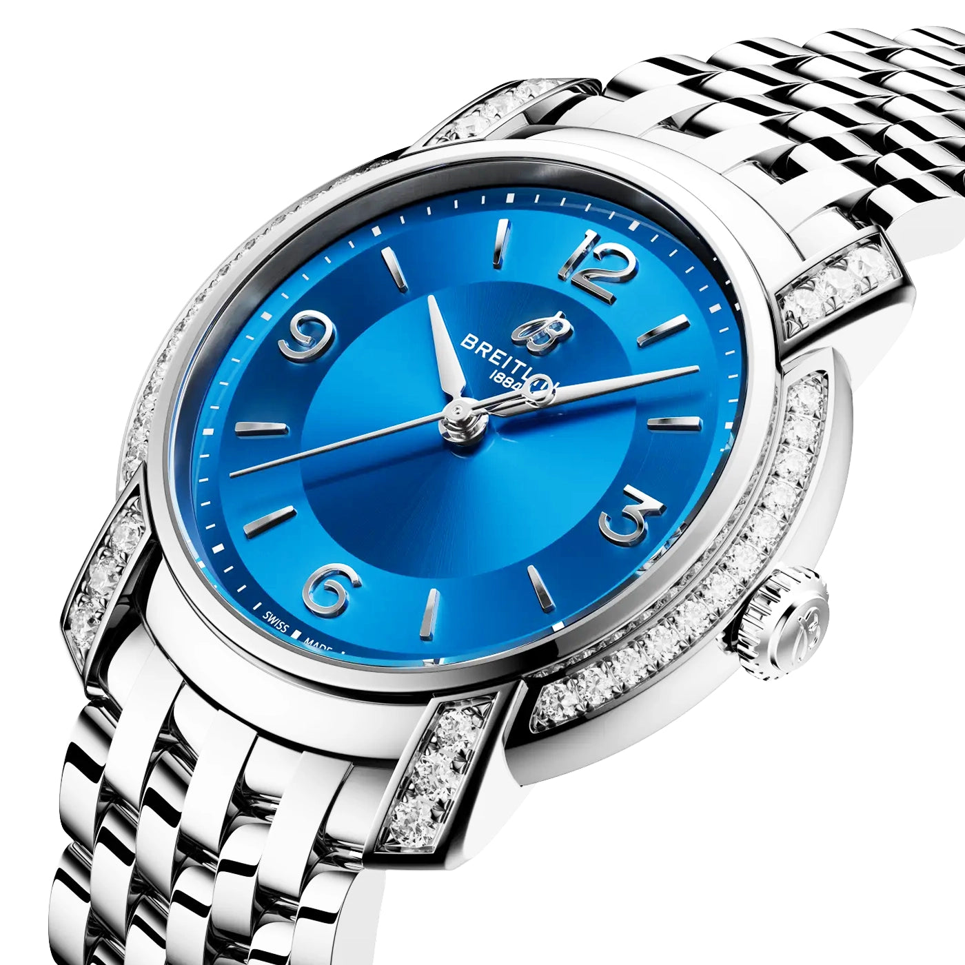 Breitling Lady Premier 32mm Blue Dial Diamond Set Bracelet Watch - Berry's Jewellers