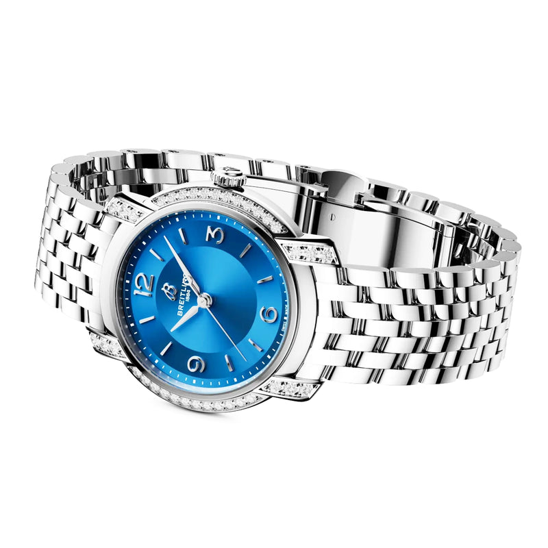 Breitling Lady Premier 32mm Blue Dial Diamond Set Bracelet Watch - Berry's Jewellers
