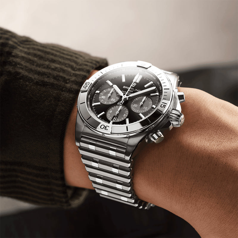 Breitling Chronomat UK Edition 42mm Black/Grey Automatic Bracelet Watch - Berry's Jewellers