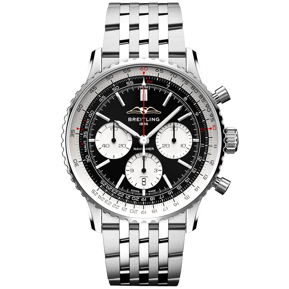 Navitimer 43mm Black Dial Mens Chronograph Bracelet Watch