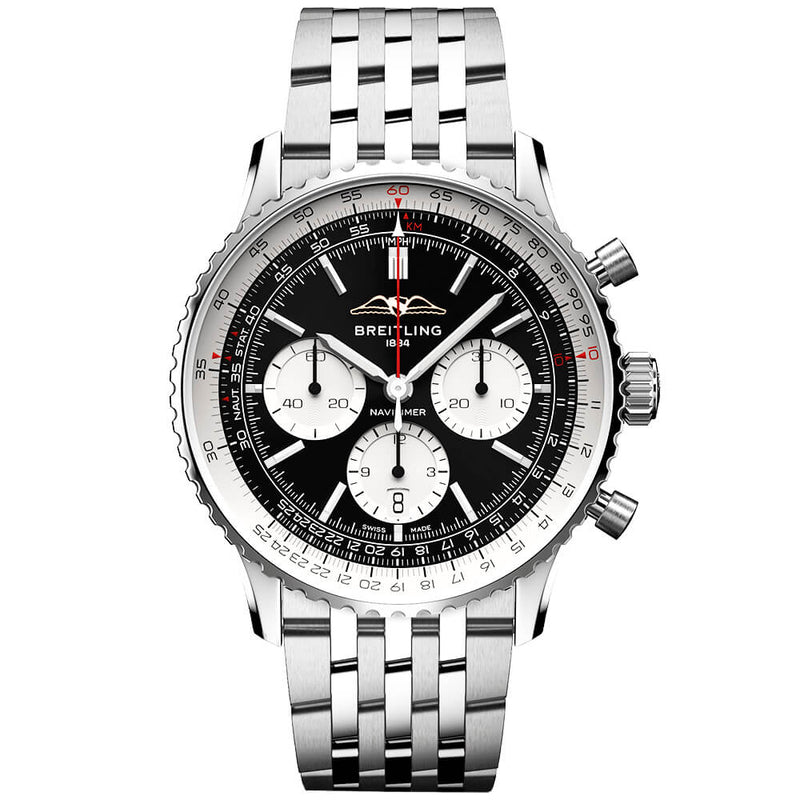 Navitimer 43mm Black Dial Mens Chronograph Bracelet Watch