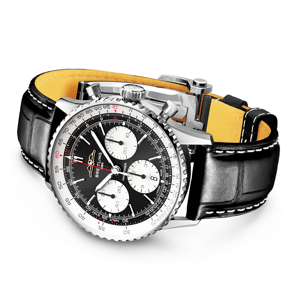Navitimer 41mm Black Dial Automatic Chronograph Strap Watch