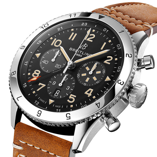 Classic AVI P-51 GMT Mustang 46mm Black Dial Chronograph Watch